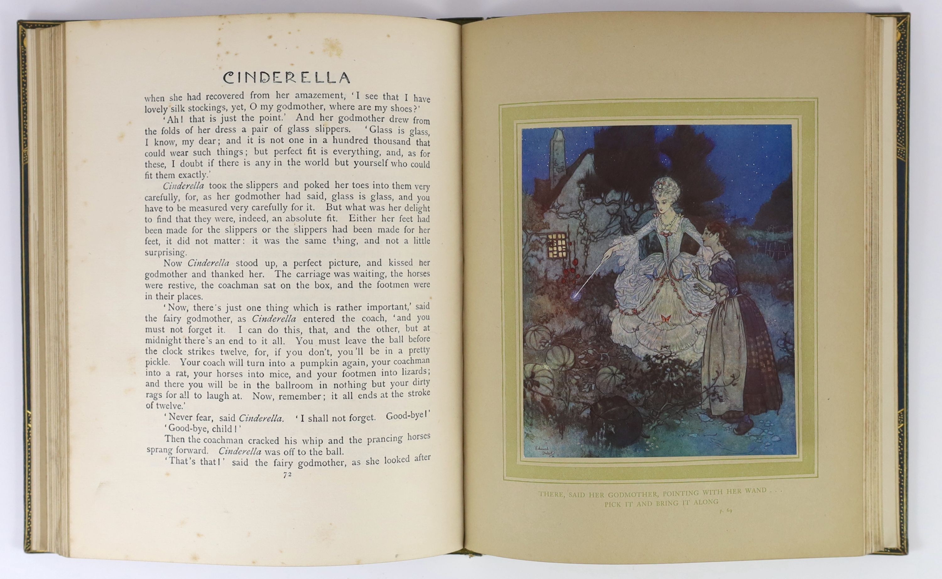 Fine binding - Dulac, Edmund - Picture-Book for the French Red Cross, 4to, fine full levant morocco, crushed, inlaid and gold tooled, with doublures, with portrait and 19 coloured plates, Hodder and Stoughton, London [c.